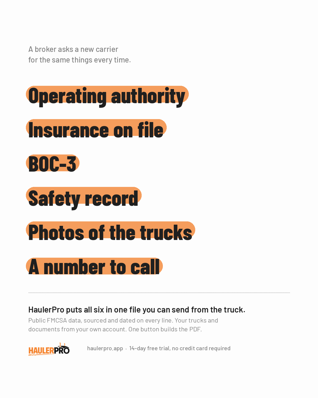 The six things a broker asks for, written on paper with orange highlighter