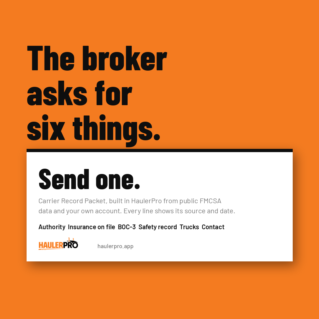 The broker asks for six things. Send one.