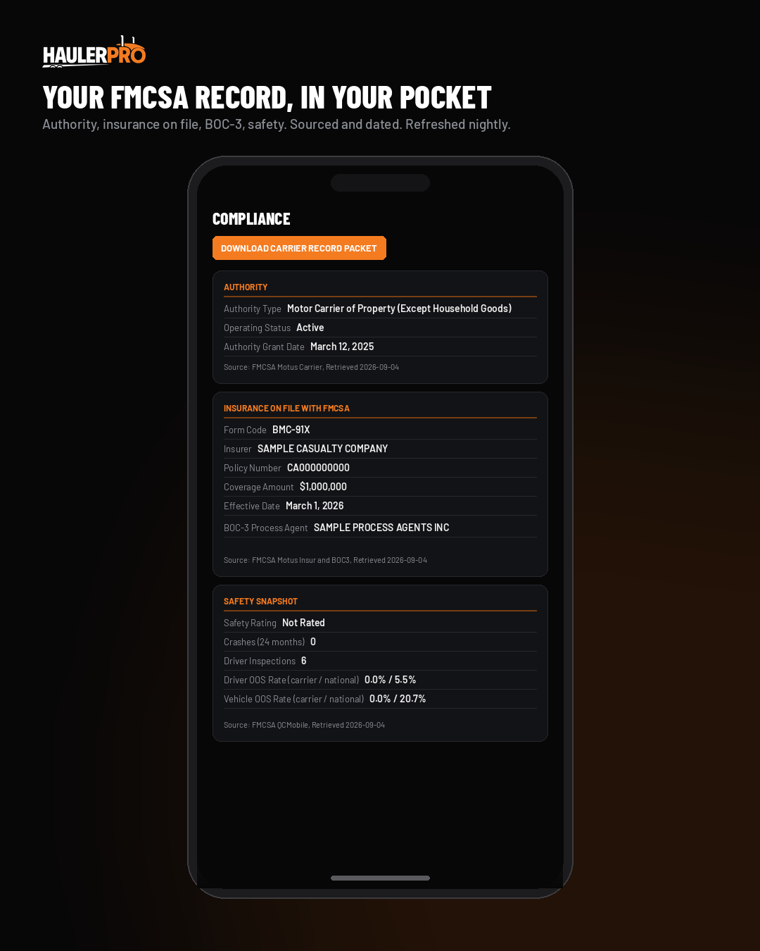 The Compliance page on a phone